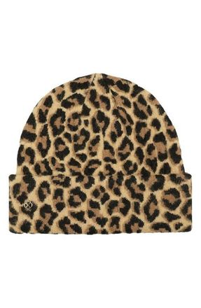 Kate Spade New York leopard pattern cuff beanie in Roasted Cashew at Nordstrom