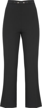 Elisabetta Franchi Cropped Black Trousers With Straight-Leg Silhouette And Decorative Detail