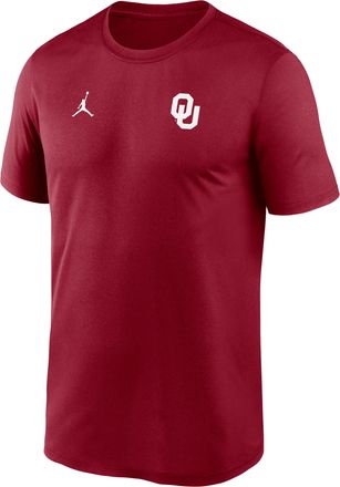 Nike Jordan Mens Oklahoma Sideline Legend Logo Jordan Brand Dri-FIT College T-Shirt in Red | 0JTI69WOKN-HE3