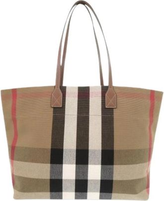 Burberry Pre-owned Canvas Tote Bag - Dames - Vintage Shopper - Bruin - ONE Size - Vintage