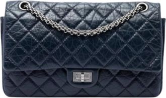 Chanel Pre-owned Double Flap Shoulder Bag - Dames - Vintage Schoudertas - Blauw - ONE Size - Leer - Vintage