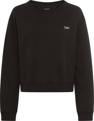 Tommy Jeans Sweatshirt TOMMY JEANS TJW SILVER SCRIPT CREW, Damen, Gr. XL (42), schwarz, Sweatware, Obermaterial: 80% Baumwolle, 20% Polyester, unifarben, regular 