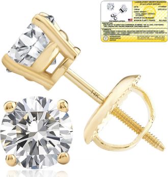 MAX + STONE 14k Yellow/White Gold 1/4-2 Carat IGI Certified Lab Grown Diamond Stud Earrings