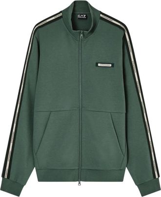 Emporio Armani Logo Detail Zip-through Sweatshirt - Heren - Vesten met rits - Groen - L - Katoen - Hoodies & sweatvesten
