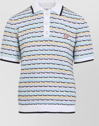 Casablanca cotton textured knit short-sleeve polo shirt
