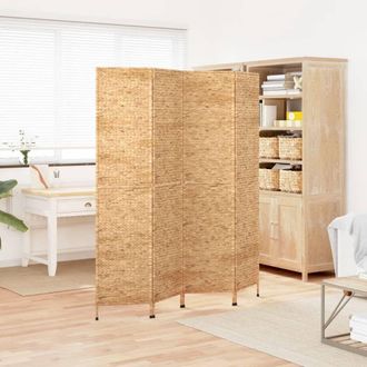 Berkfield Home Room Divider 4-Panel 163x180 cm Water Hyacinth in Brown