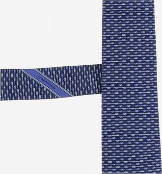 Ferragamo Mens Silk Tie Navy Ties & Bow