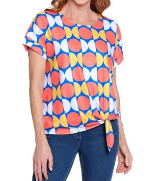 Multiples Pop Art Dot Tie-Waist Top In Geo Multi