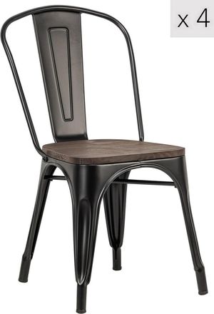 Nordlys Set 4 sillas estilo industrial en acero y madera