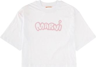 Marni White Logo Crew Neck T-Shirt