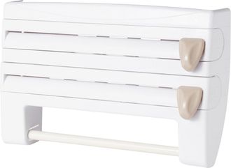 OEM Estante De Almacenamiento De Cocina 3 En 1: Dispensador De Film Transparente, Estante Para Almacenar Film Transparente, Cortador De Film Y Soporte Par