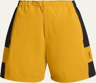 Saint Laurent Side-Stripe Cotton Pull-On Shorts