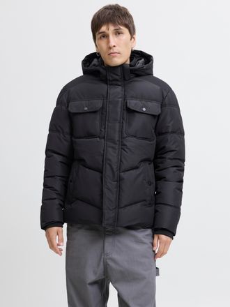 Jack & Jones Steppjacke JACK & JONES JJMORGAN PUFFER JACKET, Herren, Gr. L, schwarz, Web, Obermaterial: 100% Polyester, unifarben, regular fit normal, Jacken Stepp