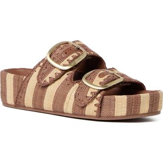 Loeffler Randall Theo Two-Strap Platform Sandal in Brown/Natural Stripe at Nordstrom Rack, Size 10.5