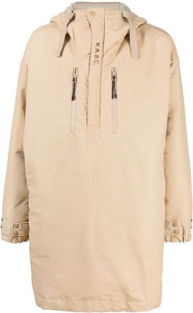 White Mountaineering half zip-up padded coat - men - Nylon/Nylon/Micromodal/Feather/Down - 3 - Brown