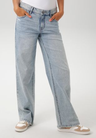 Aniston Straight-Jeans ANISTON CASUAL, Damen, Gr. 36, N-Gr, blau (bleched), Denim/Jeans, Obermaterial: 81% Baumwolle, 17% Polyester, 2% Elasthan, Destroyed-Ef