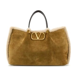 Valentino Garavani Handbags, female, Yellow, Size: ONE SIZE VLogo Signature Medium Shopping Bag