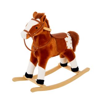 OEM Caballito Balanc&iacute;n De Felpa Suave Para Ni&ntilde;os De 3-6 A&ntilde;os Con Sonidos De Relincho 74x28x65 Cm Marr&oacute;n