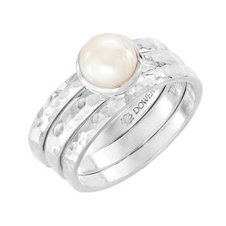 Dower & Hall Wondrous Pearl Twinkle Stacking Rings