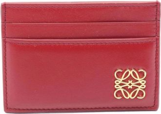 Loewe Pre-owned Wallets, female, Red, Size: ONE SIZE Pre-owned Vintage Anagram Card Holder