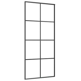 Berkfield Home Sliding Door Black 90x205 cm ESG Glass & Aluminium