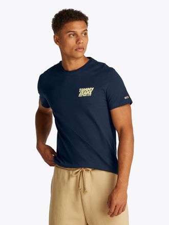 Tommy Jeans T-Shirt TOMMY JEANS TJM SLIM BUBBLE PRINT SS TEE EXT, Herren, Gr. 3XL, blau (schwarz night navy), Single Jersey, Obermaterial: 100% Baumwolle, slim fi