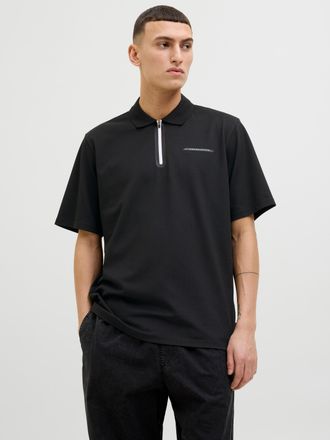 Jack & Jones Poloshirt JACK & JONES JCOFUSION PIQUE POLO SS SN, Herren, Gr. XS, schwarz, Jersey, Obermaterial: 52% Baumwolle, 44% Polyester, 4% Elasthan, unifarben