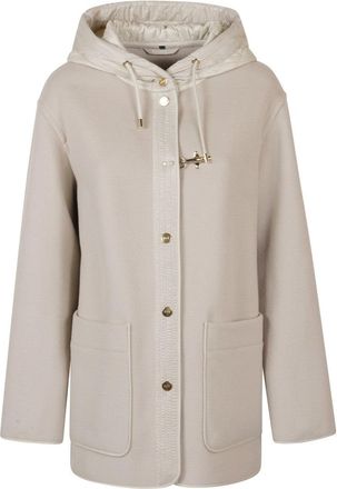Fay Relaxed Fit Beige Coat With Quilted Hood