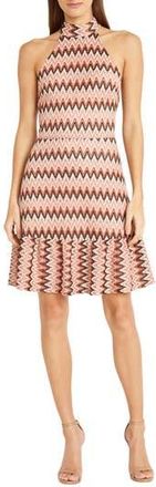 Donna Morgan Halter Peplum Hem Dress in Light Pink/Neutral Combo at Nordstrom Rack, Size 10