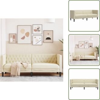 vidaXL The Living Store Divano Chesterfield a 3 Posti Crema in Similpelle - Divano a 3 posti