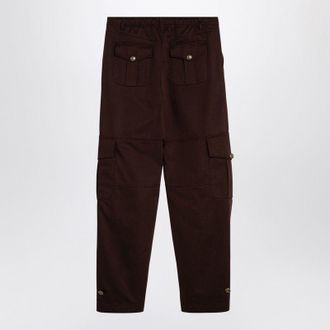 Moschino Womens Brown Wide Cargo Trousers - Dark Brown Cotton - Size EU 38 (Womens)