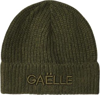 Ga&euml;lle Paris Groene Gebreide Muts met Geborduurd Logo - Dames - Hoeden - Groen - ONE Size - Accessoires