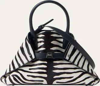 Akris Ai Small Zebra-Print Top-Handle Tote Bag