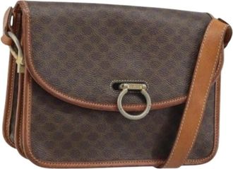 Celine Pre-owned Cross Body Bags, female, Brown, Size: ONE SIZE Pre-owned Vintage Canvas Shoulder Bag