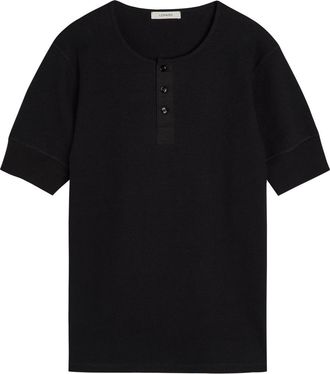 Christophe Lemaire Ribbed Cotton-blend Henley T-shirt - Black - XL