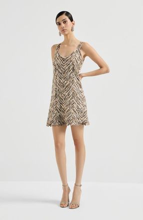 Brunello Cucinelli Dazzling Embroidery dress in Brown at Nordstrom, Size Xx-Small Eu