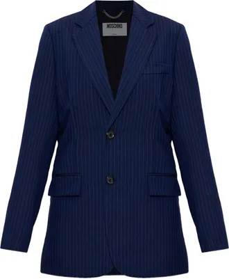 Moschino Tailored Navy Blue Silk And Nylon Jacket