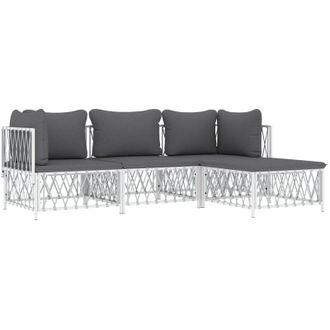 vidaXL Juego De Muebles De Jard&iacute;n 4 Piezas Y Cojines Acero Blanco Vidaxl