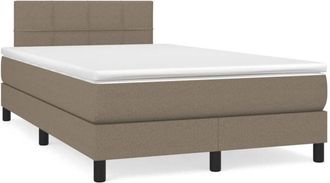 vidaXL Cama Box Spring Con Colch&oacute;n Y Led Tela Gris Taupe 120x190 Cm Vidaxl