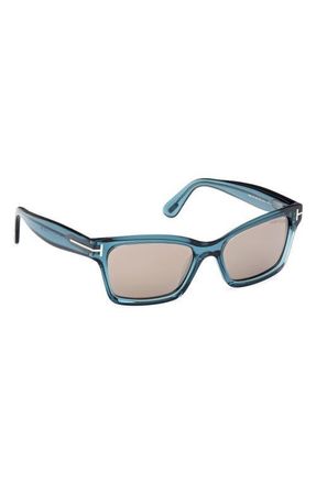 Tom Ford Mikel 54mm Square Sunglasses in Shiny Aqua/roviex Mirror at Nordstrom