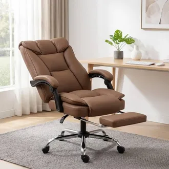 STILVORA Reclining Office Chair with Footrest Brown