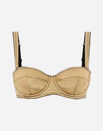 Dolce & Gabbana Foiled Jersey Balconette Bra - Woman Underwear Gold Jersey 1b