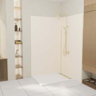 Aurlane Aurlane - Set di 2 Pannelli Murali in Alluminio Avorio 120x210 cm + Profili Oro Spazzolato