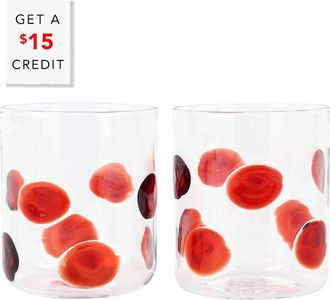 Vietri Vietri Set Of 2 Drop Double Old Fashioned Glasses With $15 Credit
