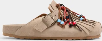 Scarosso Mens Geo beige suede mules