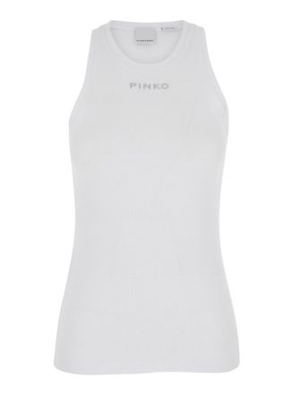 Pinko White Logo Tank Top