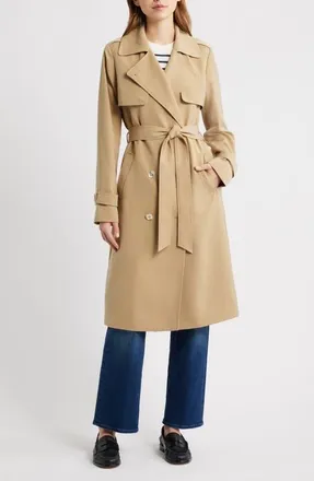 Michael Kors Drapey Tie Waist Trench Coat in Khaki at Nordstrom, Size X-Large