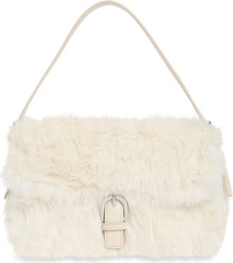 BCBGeneration Faux Fur Buckle Shoulder Bag in Stone at Nordstrom Rack