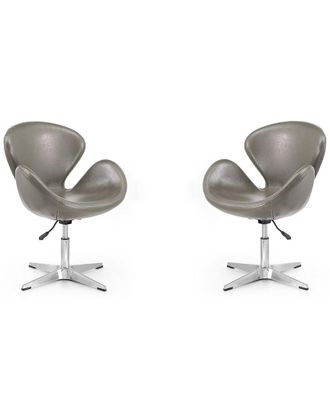 Manhattan Comfort Set Of 2 Raspberry Adjustable Swivel Chairs