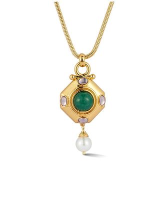 Chloe and Madison Chloe And Madison Plated Cz Gem Pendant Necklace